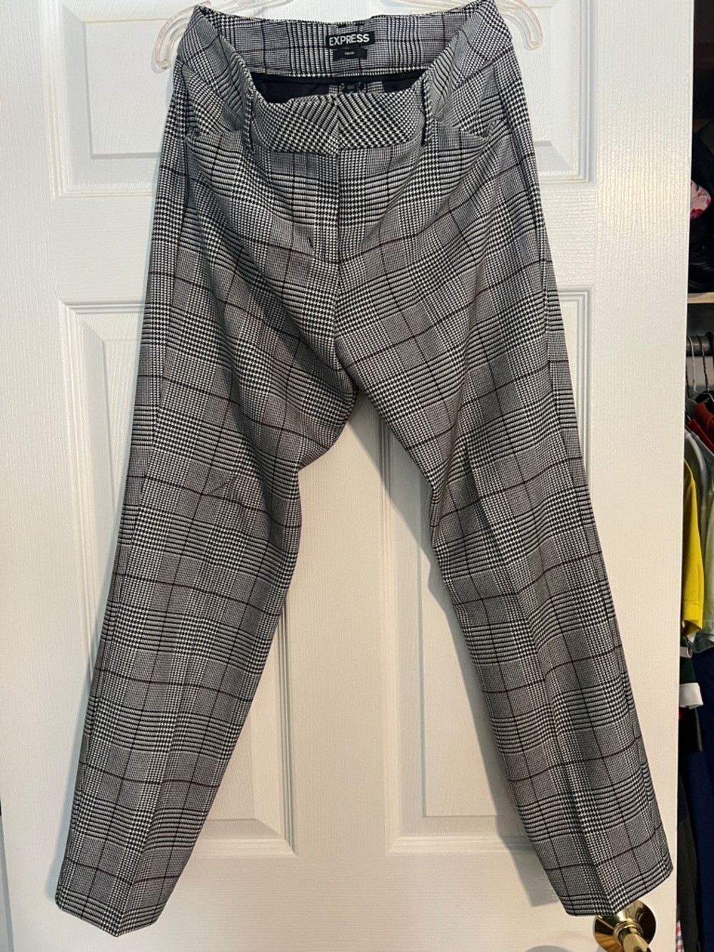 Express Women’s Gray Editor Houndstooth Dress Pants with Purple Detail to, 4R
